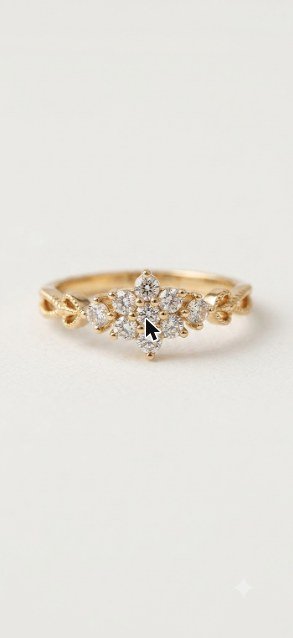 Floral Diamond Gold Ring