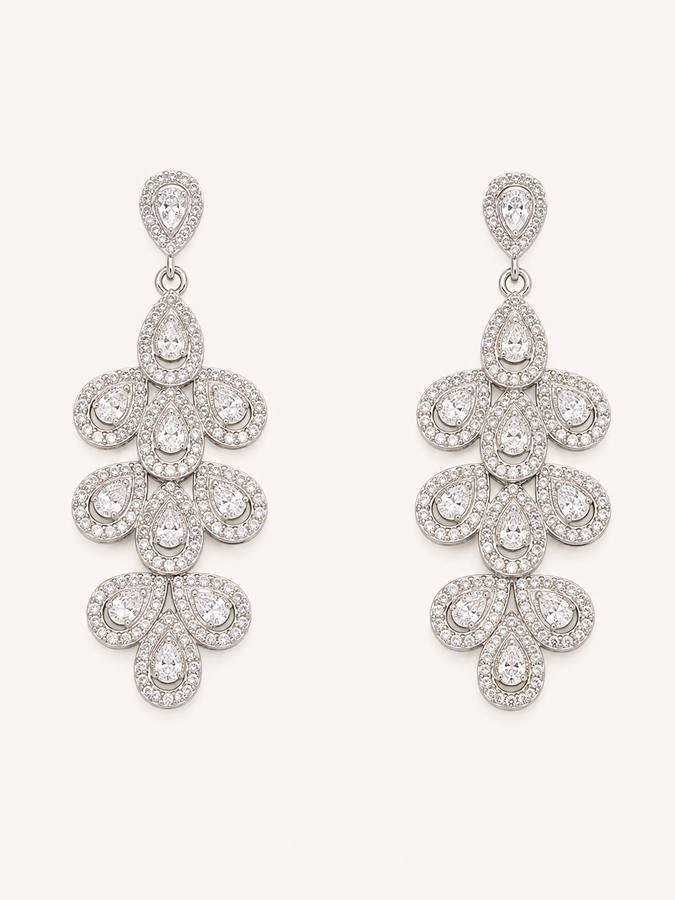 Silver Lux Long CZ Danglers Earrings