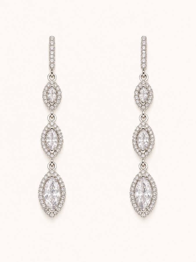 Silver CZ Long Danglers Earrings